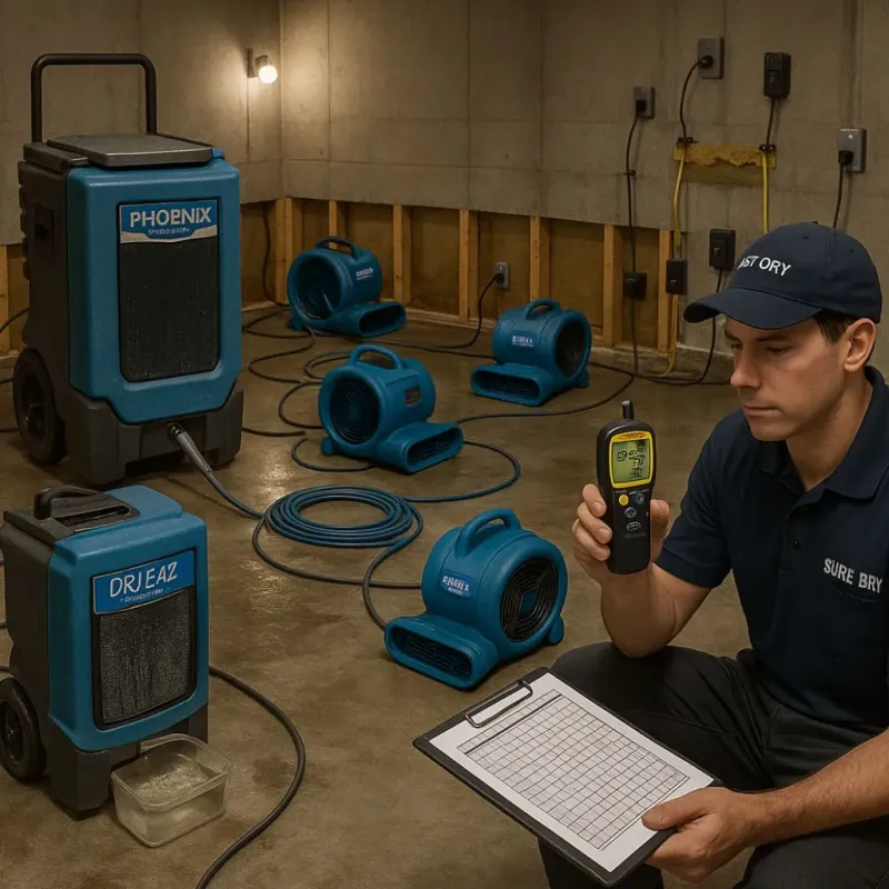 Structural Drying and Dehumidification process in Tedder, FL